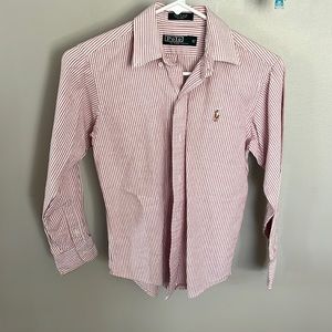 Red and white striped POLO by Ralph Lauren long sleeve. Kids size 12